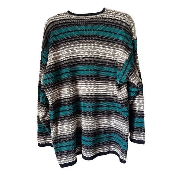 S4 90s VTG Cattivo Stripe Ramie Cotton V Neck Sweater Size‎ S/M - Picture 2 of 6